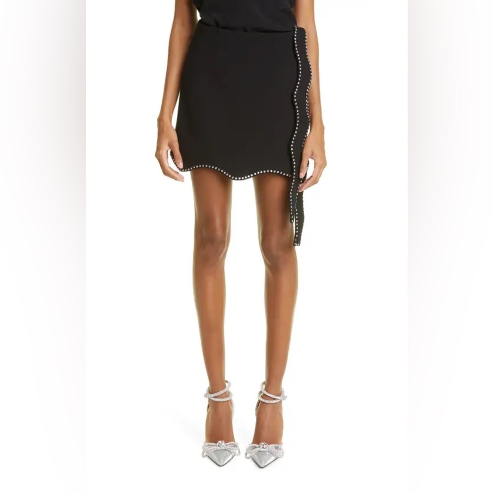 *NWT* MACH & MACH Crystal Trim Wool Wrap Miniskirt